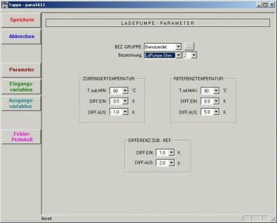 Ofenpumpe Parameter